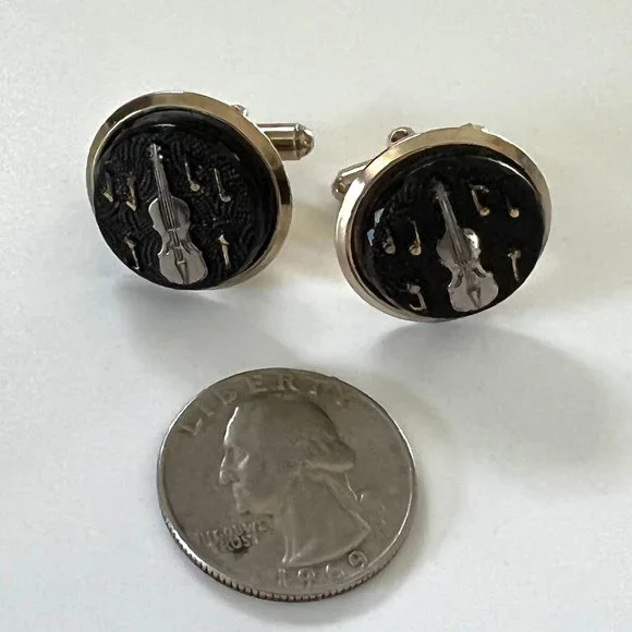 Guitar Music Note Cuff Links - Picture 2 of 4